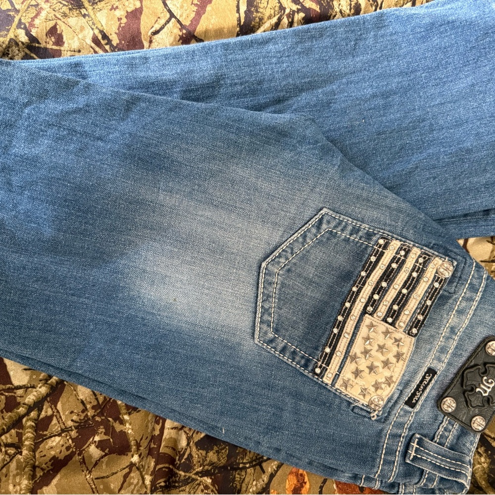 Miss Me Blue Boot Cut Jeans with Star Pocket
